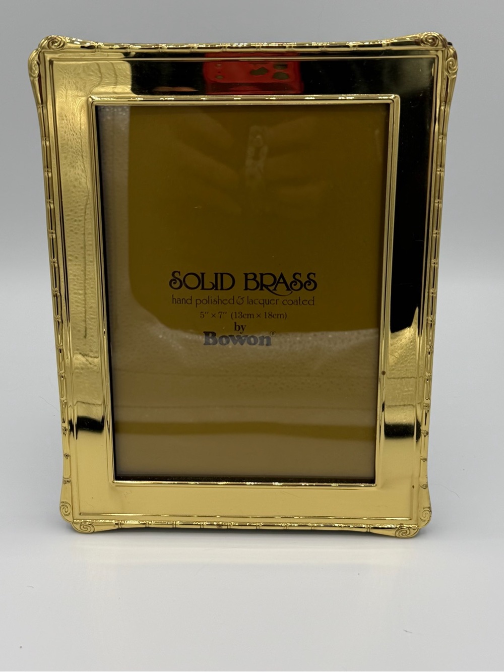 VTG Bowon Solid Brass 5" x 7" Picture Frame Bamboo Style Shiny Lacquer Finish